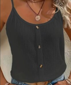 Alternative view of Vibrant Solid Color Cami Top - Sleek Sleeveless Design, Breathable Fabric, Perfect For Spring & Summer, Women's Casual Clothing, Ideal For Outdoor Activities, Daily Wear, And Vacation