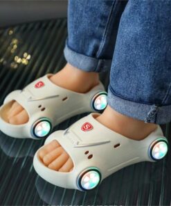 Kids Glowing Slippers Cartoon Car Sandals Children Sandals Anti Slip Boys Girls Luminous Slippers Summer Beach Shoes