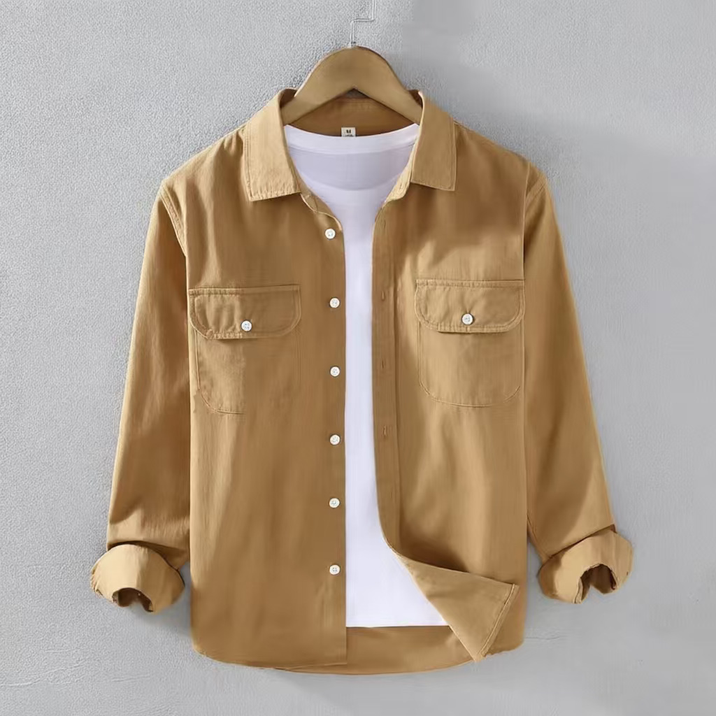 Solid-color Work Shirt For Men Autumn Japanese-style Trendy - Image 2