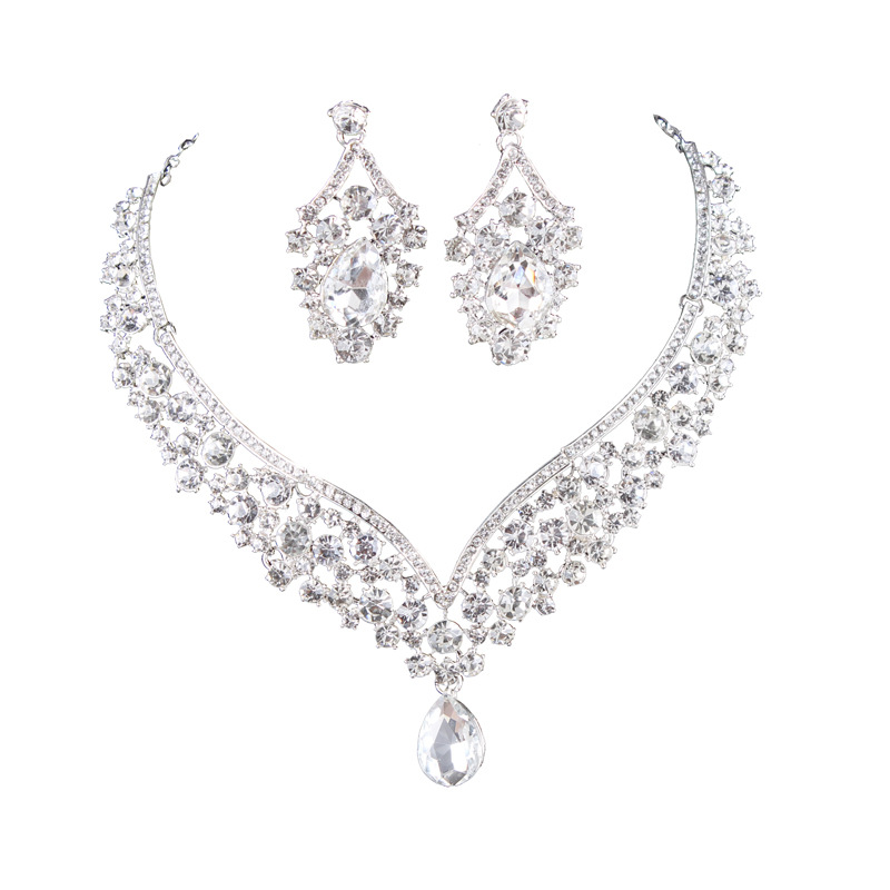 Three-piece Bridal Crown Headdress Baroque Hair Accessory Necklace Earrings – Bild 4