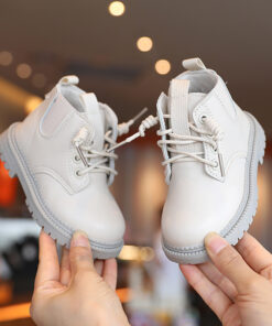 Kids Leather Boots Waterproof Children Sneakers Beige Toddler Snow Boots Girl Winter Shoe Boy