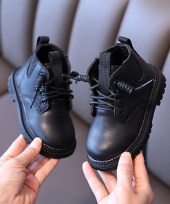 Alternative view of Kids Leather Boots Waterproof Children Sneakers Beige Toddler Snow Boots Girl Winter Shoe Boy