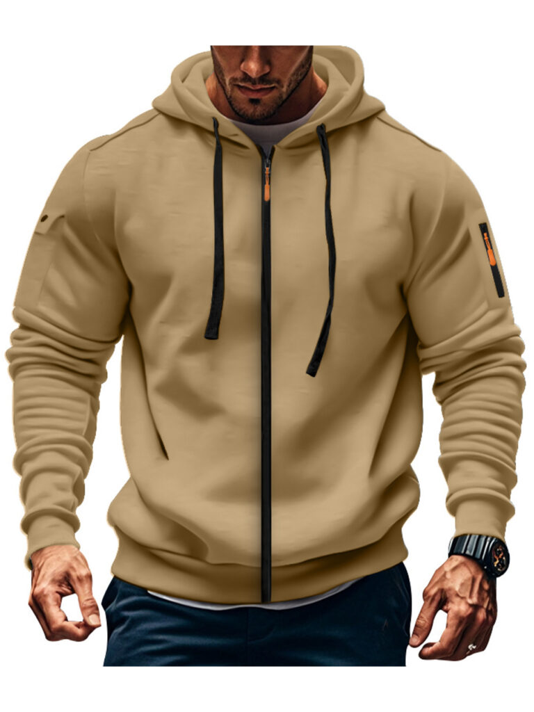 Cross-border Spring And Autumn Men's Sweatshirt Hoodie Zipper Multi-pocket Embroidered Pest Cardigan Sports Casual Sweatshirt