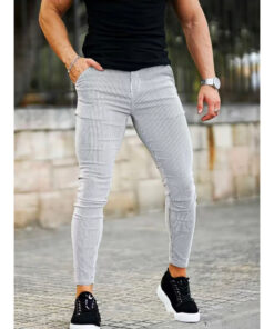 Alternative view of Men's Slim-fit Striped Casual Versatile Trousers