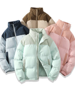 Alternative view of Winter Stand Collar Contrast-colored Coat Cotton Padded Jacket For Men Women Clothing