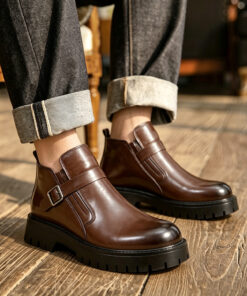Men's Fashionable Chunky-heeled Platform Ankle Boots