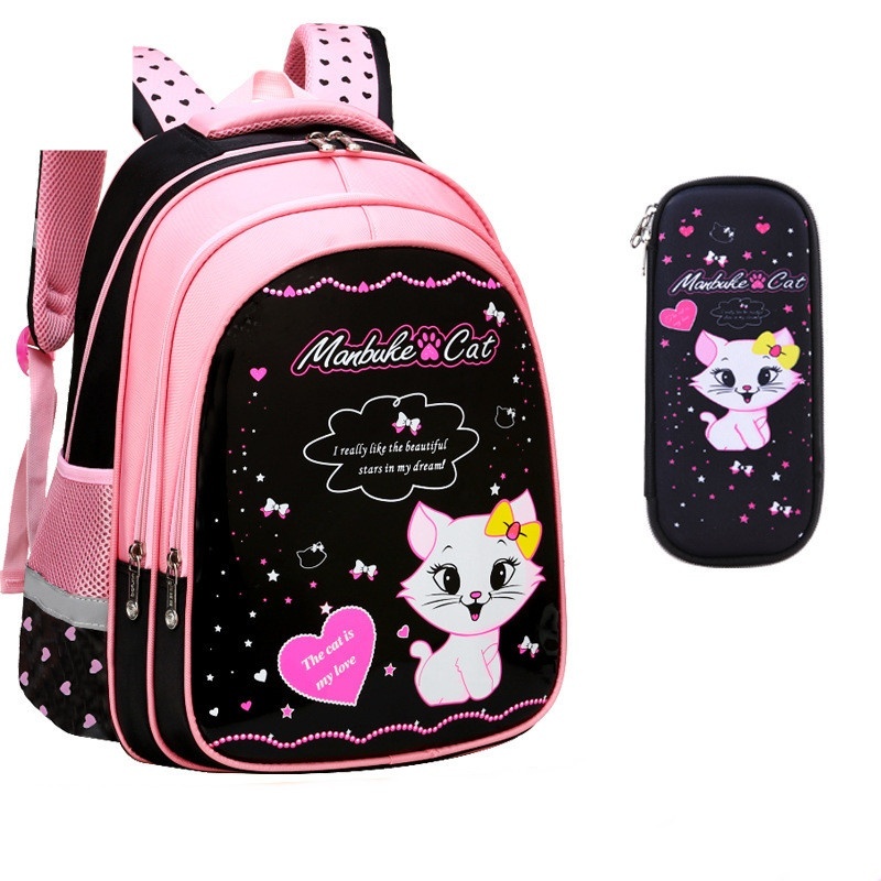 Kids School Cute Cat Print Backpack - Image 9