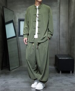 Men's Mandarin-collar Jacket And Bloomers Two-piece Set
