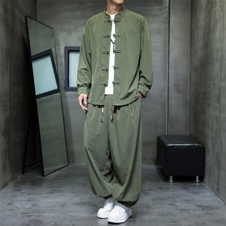 Men's Mandarin-collar Jacket And Bloomers Two-piece Set