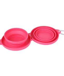 Alternative view of Rubber Foldable Double Bowl Pet Feeding Bowl Pets Supplies Dog Cat Bowls
