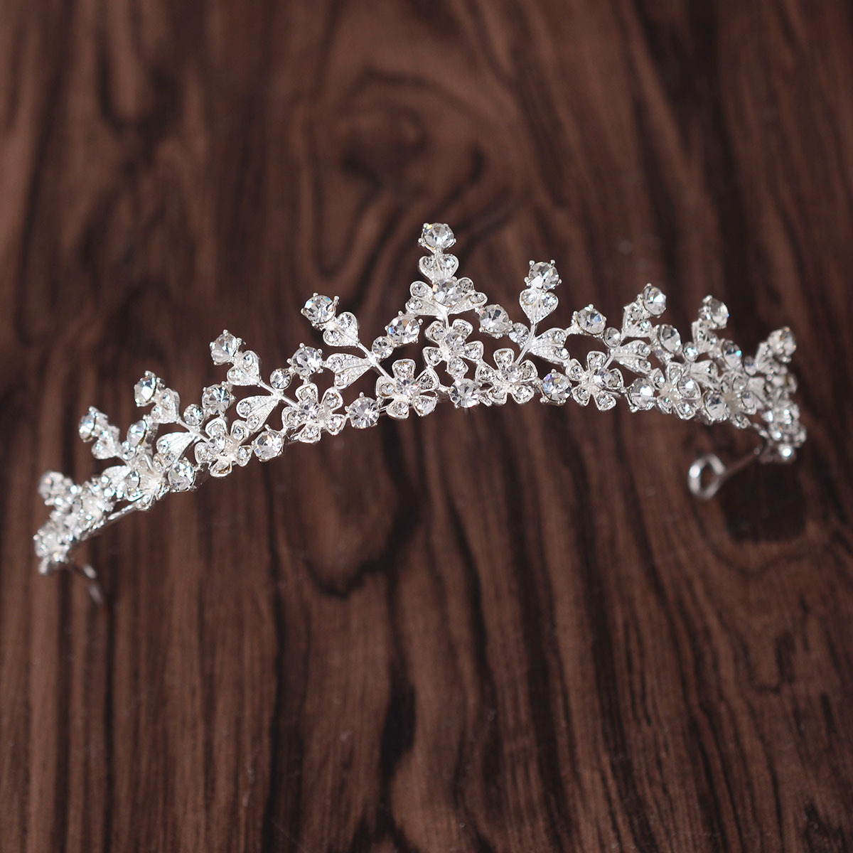 Simple Rhinestone Silver Headband Crown - Image 4
