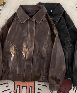 Alternative view of Men's Vintage Distressed Leather Jacket
