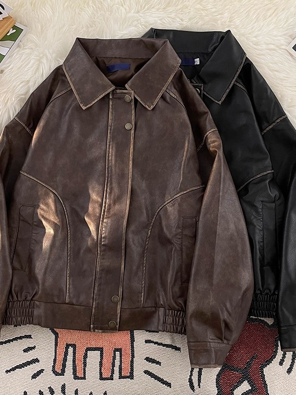 Men's Vintage Distressed Leather Jacket - Image 2
