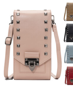 Rivet Design Shoulder Bags Mobile Phone Handbag Solid Color Crossbody Bags Women