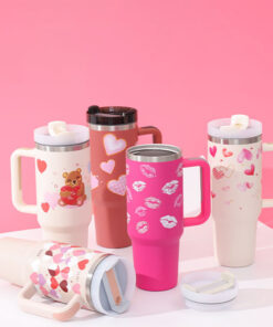 Alternative view of 40 Oz Tumbler With Handle Straw Insulated, Stainless Steel Spill Proof Vacuum Coffee Cup Tumbler With Lid Tapered Mug Gifts For Valentine Lover Suitable For Car Gym Office Travel