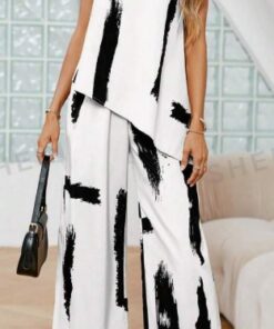 Alternative view of Women's Printed Round Neck Sleeveless Top And Long Pants Set