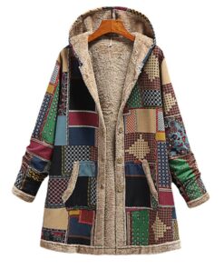 Alternative view of Cotton And Linen Printed Hoodie Warm Plush Coat