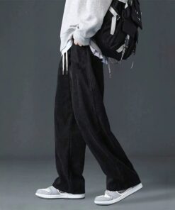 Alternative view of Men's Corduroy Straight-Leg Sweatpants Casual Wide-Leg Pants