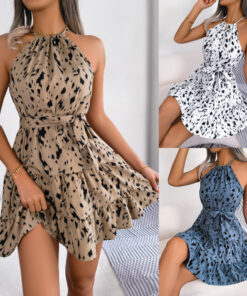 Alternative view of Casual Leopard Print Ruffled Swing Dress Summer Fashion Beach Dresses Women