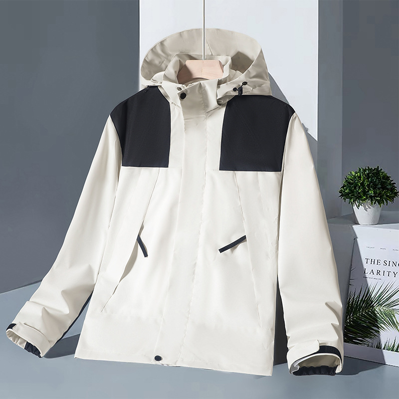 Hooded Windbreaker Unisex Fashion Colorblock Zip-up Jacket With Pockets Waterproof Outwear For Women Men Clothing – Bild 2