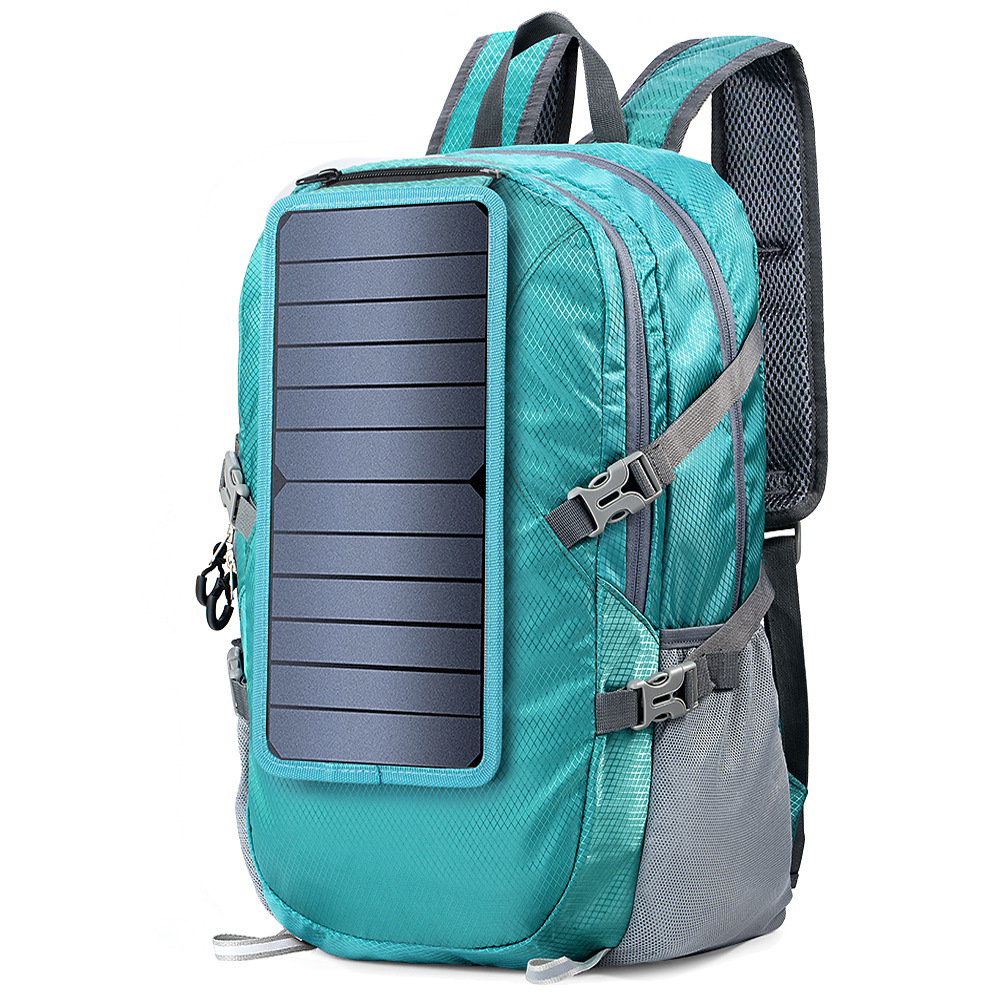 Solar Backpack Foldable Hiking Daypack With 5V Power Supply - Image 4
