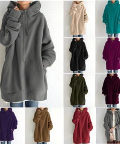 Alternative view of Women's Fuzzy Hoodies Long Sport Pullover Hoodie Full-Zip Hoodie Sweatshirt