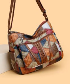 Alternative view of Large Capacity Splicing Work Commuting Multi-pocket Crossbody Cross-body Bag