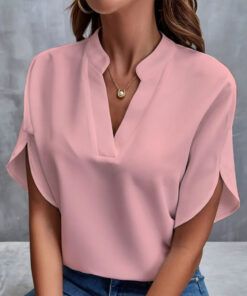 Alternative view of Summer Short-sleeved Chiffon Shirt New V-neck Shirt Women's Casual Versatile Clothing