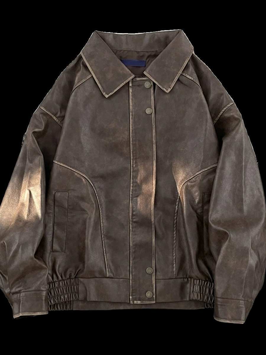 Men's Vintage Distressed Leather Jacket - Image 6