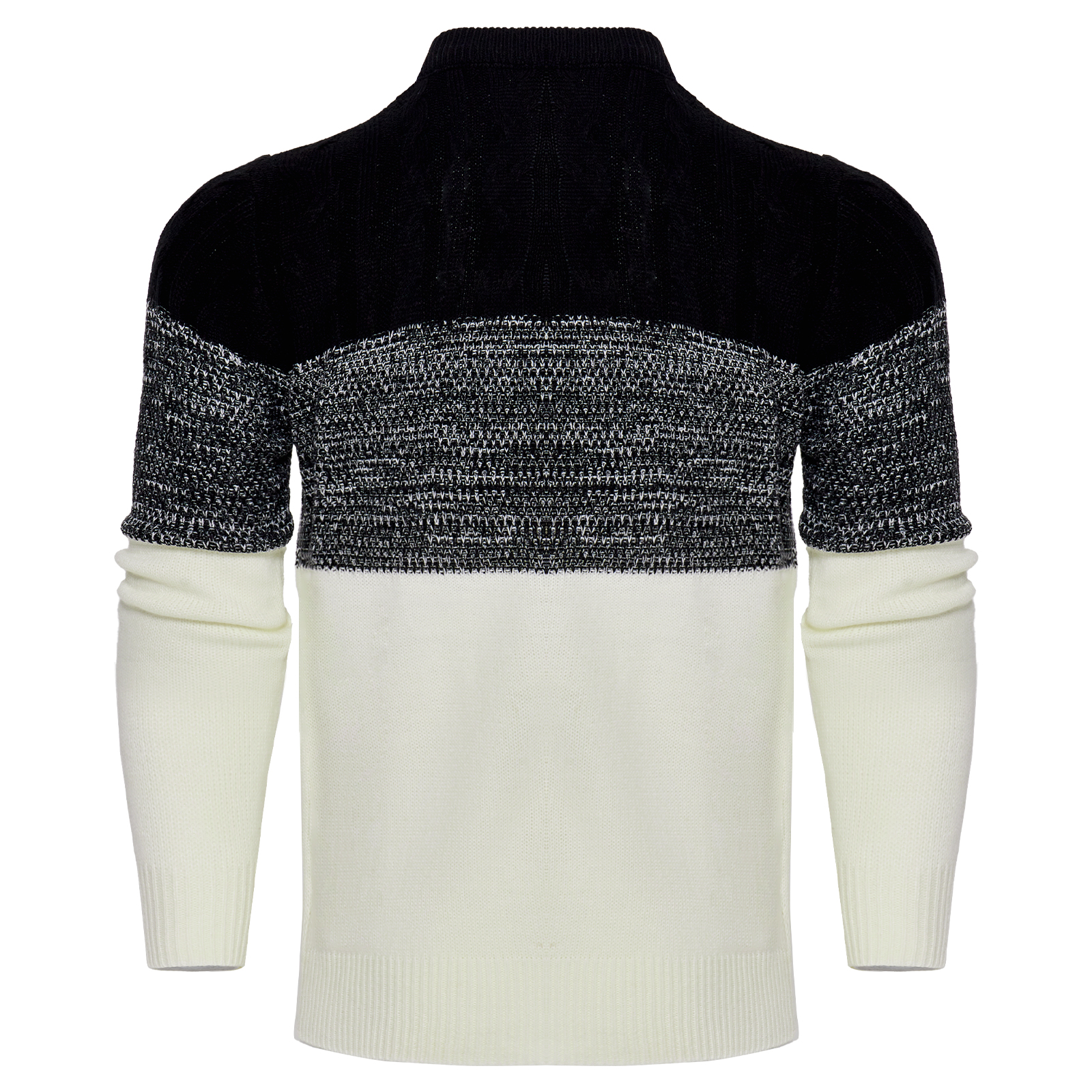 Men's Casual Color Block Long Sleeve Cable Knit Pullover Sweater - Image 6