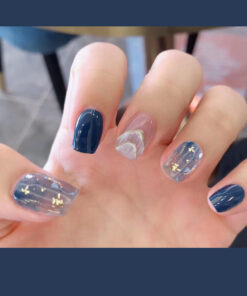 Alternative view of Sea Blue Smudged Fake Nail Stickers Wear Nails