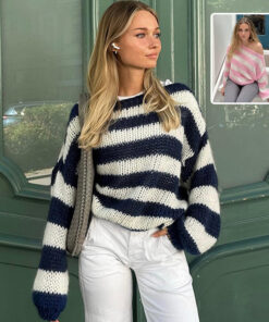 Loose Striped Pullover Sweater Fashion Versatile Long-sleeved Knitted Tops For Women Clothing