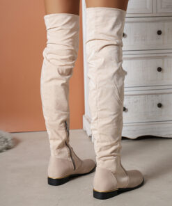 Alternative view of Fashion Over-the-knee Boots For Women Suede Stitching Low-heeled Long Boots With Side Zipper Design Party Shoes Winter