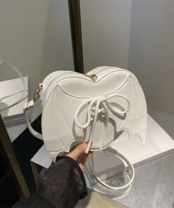 Heart Shape Bag Strap Design Bat Wings One Shoulder Crossbody Bag