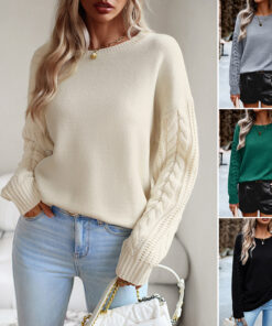 Women's Fashionable Simple Round Neck Sweater