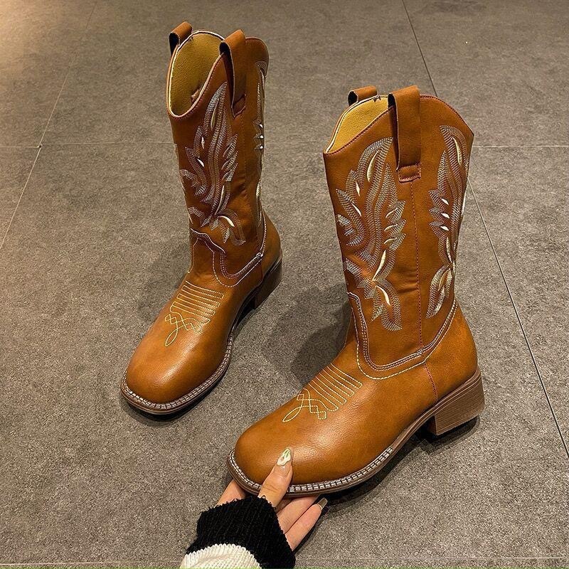 Women's Mid-calf Riding Boots Chunky Heel