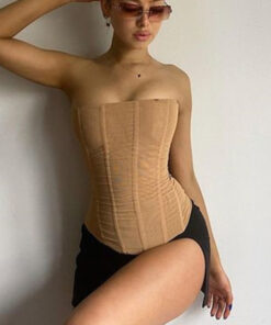 Skinny Sleeveless Tube Top Women Summer New Mesh Crop Corset Tank Party Streetwear Chest