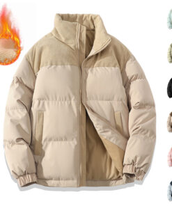 Winter Stand Collar Contrast-colored Coat Cotton Padded Jacket For Men Women Clothing