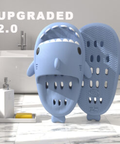 Shark Slippers With Drain Holes Shower Shoes For Women Quick Drying Eva Pool Shark Slides Beach Sandals With Drain Holes