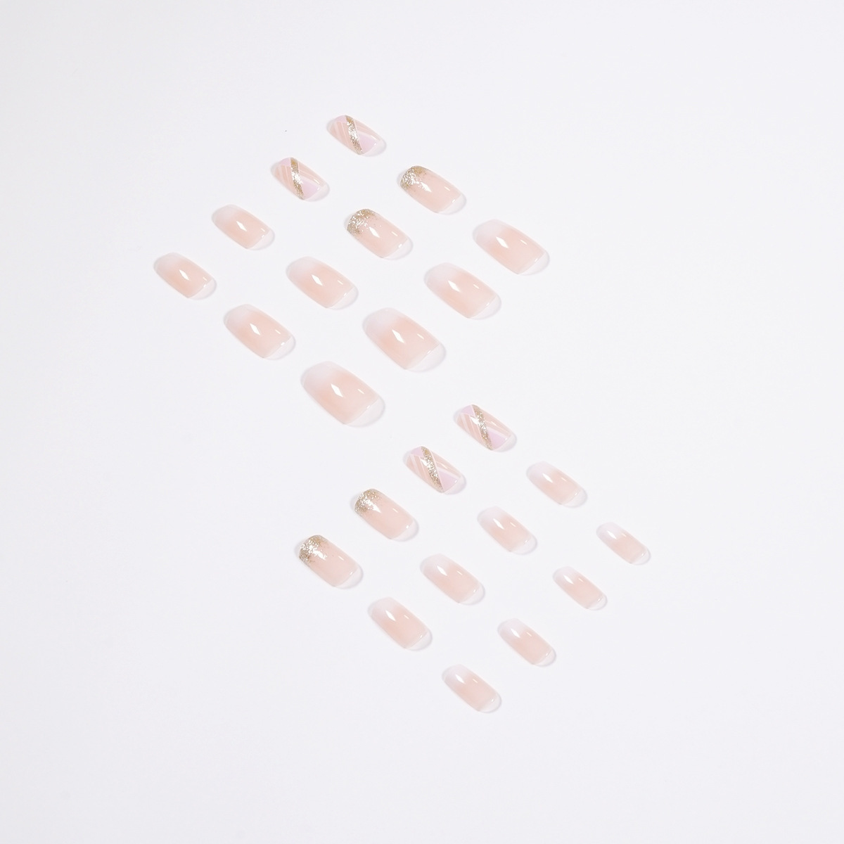 Mid-Length Press On False Nails Gradient Easy Wear Franch Reusable Natural – Bild 6