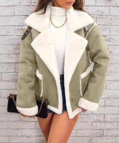 Alternative view of Fashion Polo Collar Plush Jacket Winter Warm Casual Jacket